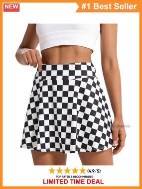 Pleated Athletic Tennis Skort Built-in Shorts Pocket High Waisted Golf Skirt